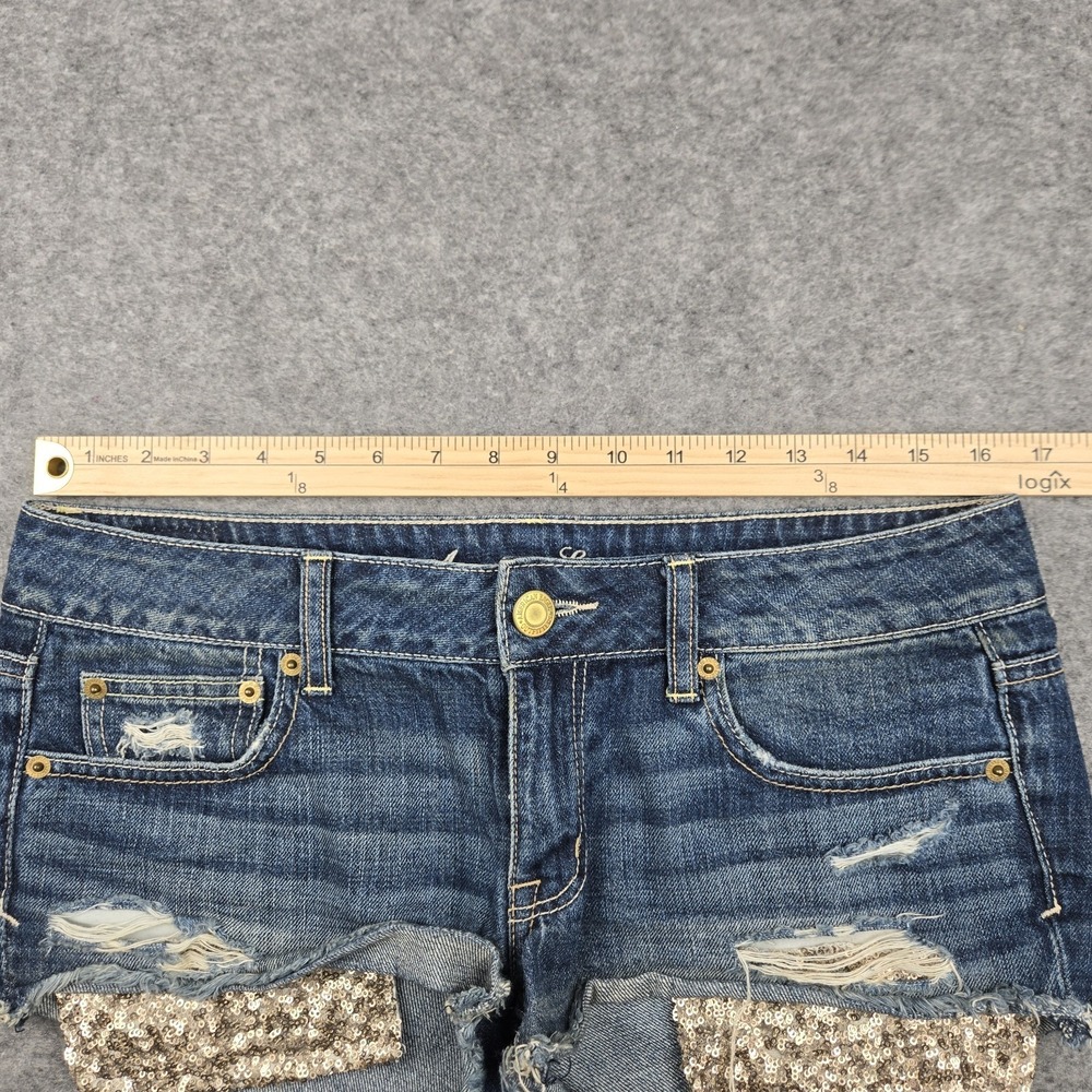 American Eagle Shorts Women's Size 6 Regular Cut Off Distressed Low Rise Sequins - Picture 5 of 9